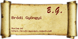 Bródi Gyöngyi névjegykártya
